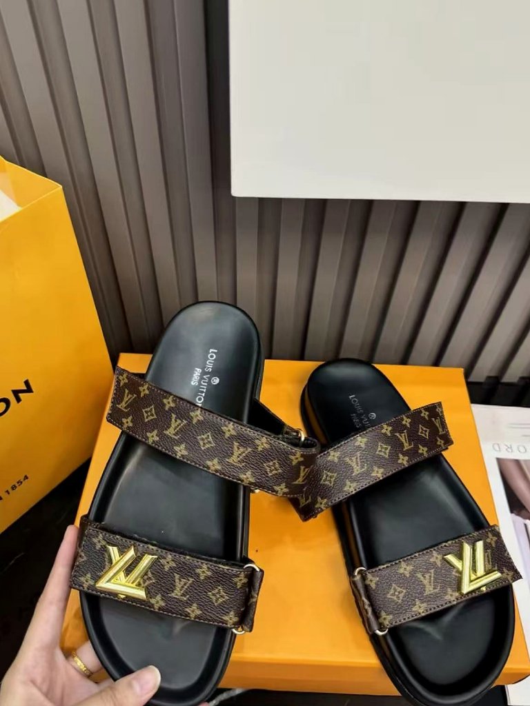 Louis Vuitton Adjustable Strap Monogram Flat Sandals